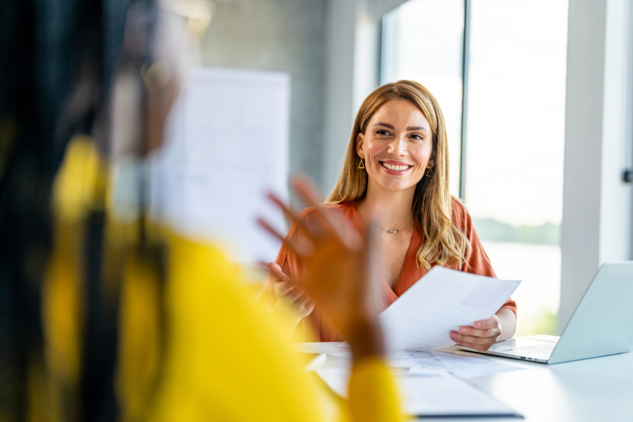 Professional discussion in an office setting