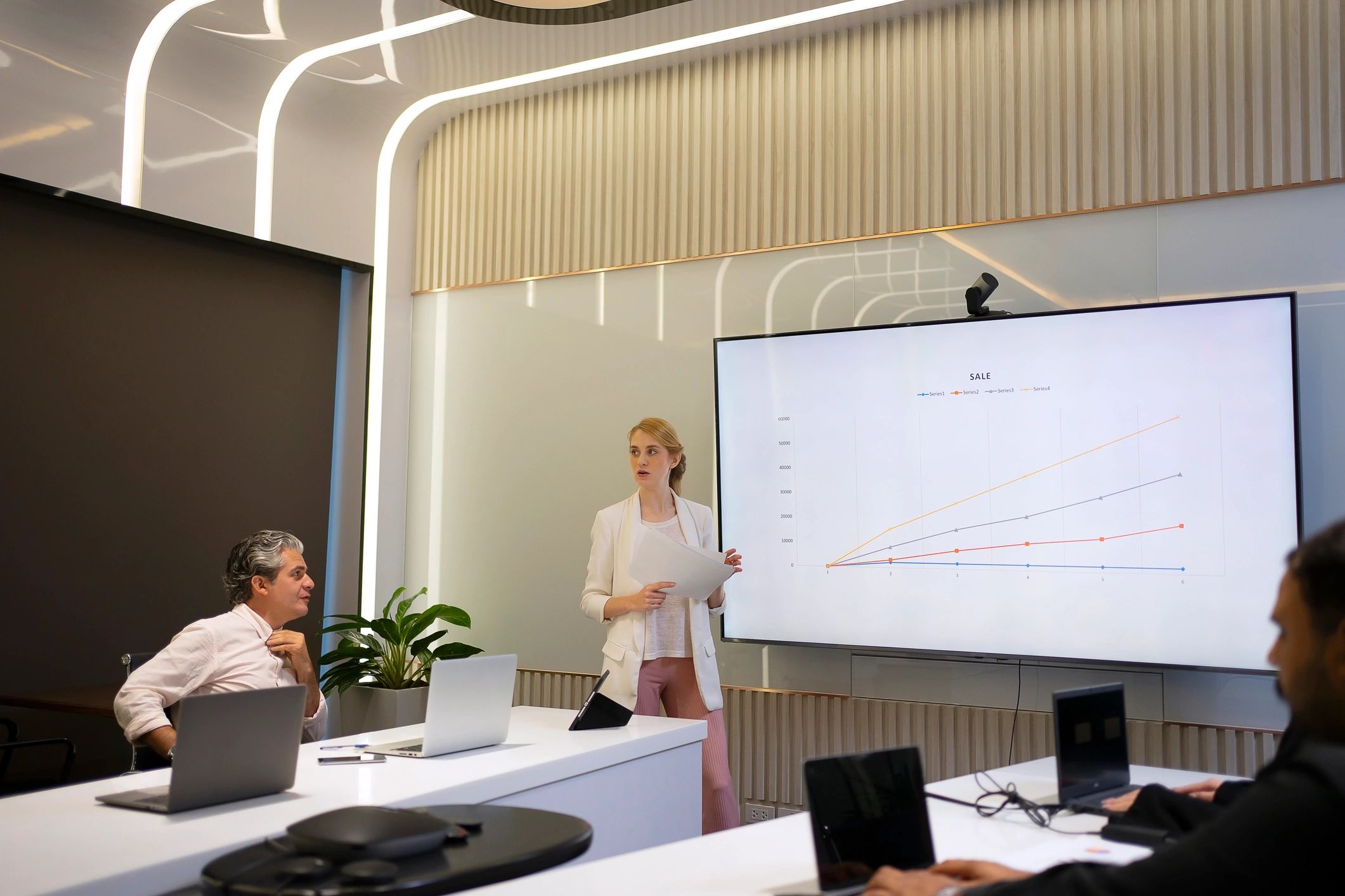 White collar workers meeting in a conference room